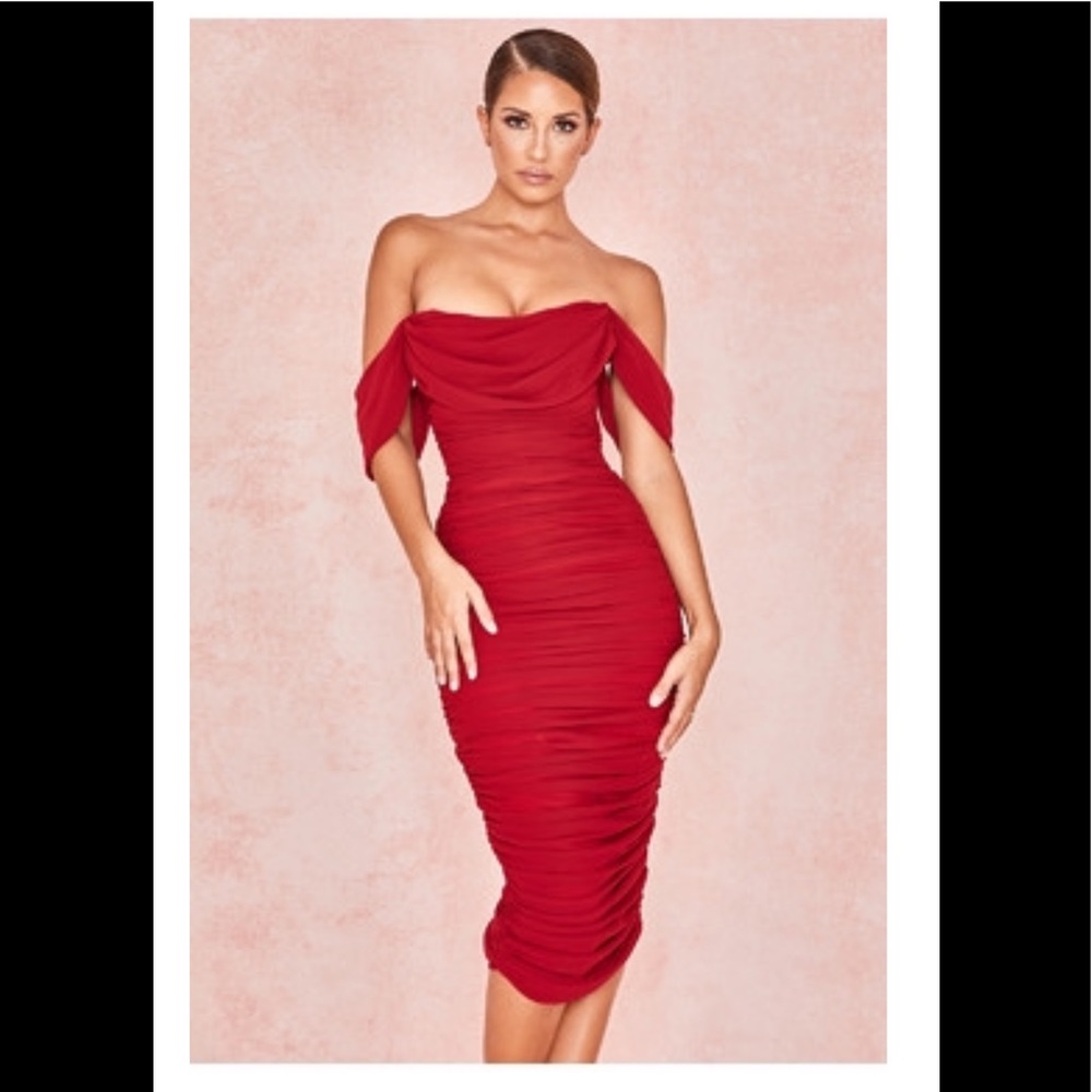 House of CB red midi dress